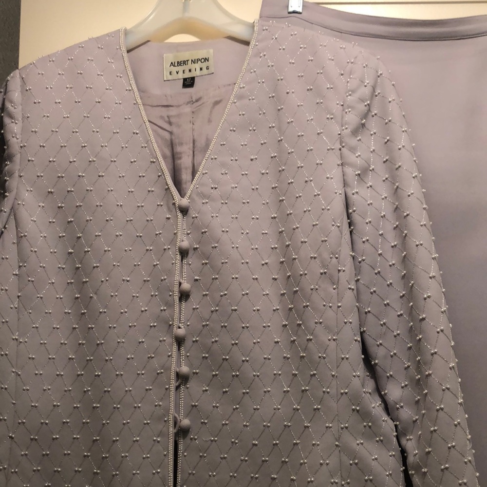 Albert Nipon Evening Lilac 2 Piece Long Dress - image 1